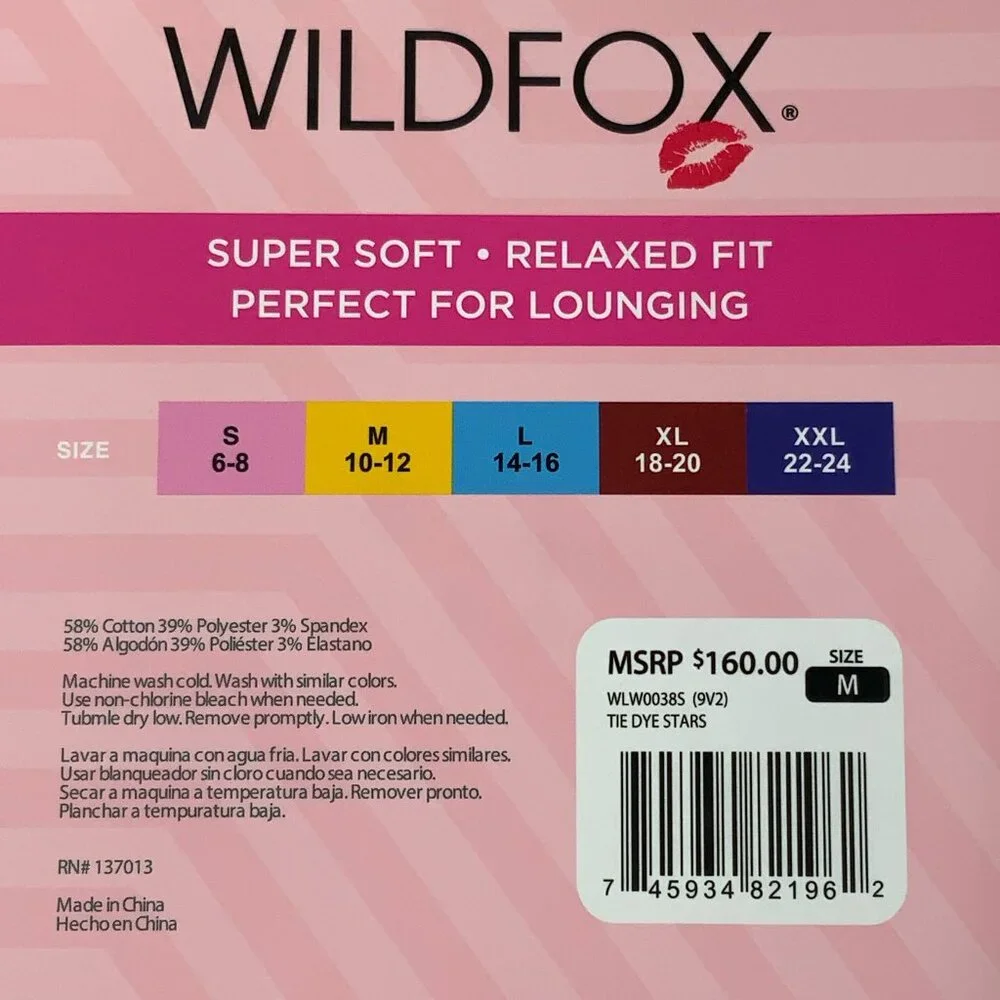 NWT Wildfox 2pc Lounge PJ Set Tie Dye Purple Stars Sweatshirt Shorts Med 10 12 - Picture 7 of 7